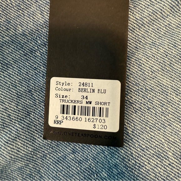 NWT- One Teaspoon Women’s Truckers Mid Waist Relaxed Denim Shorts- Denim Blue 34 - Picture 8 of 15